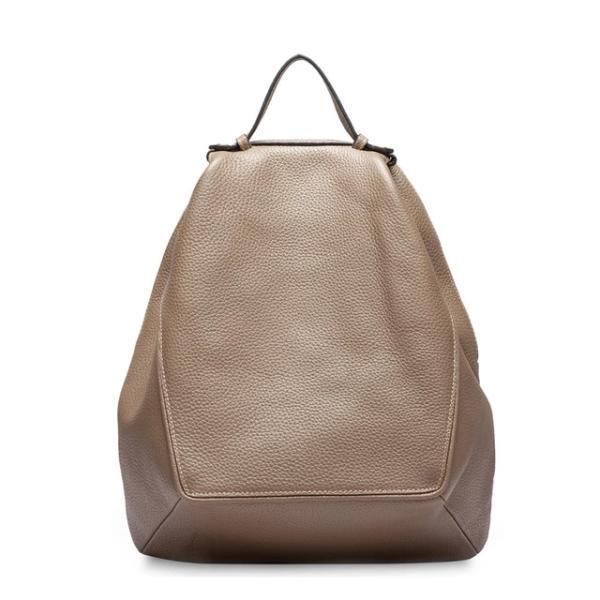 Khaki leather fashion backpack women