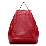 Red leather fashion backpack women