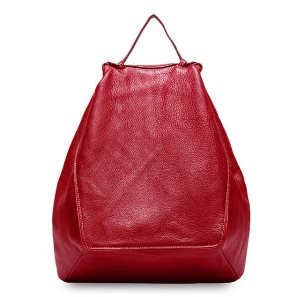 Red leather fashion backpack women