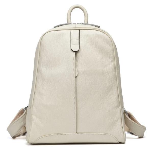 Beige soft genuine leather backpack