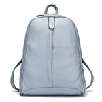 Light blue soft genuine leather backpack