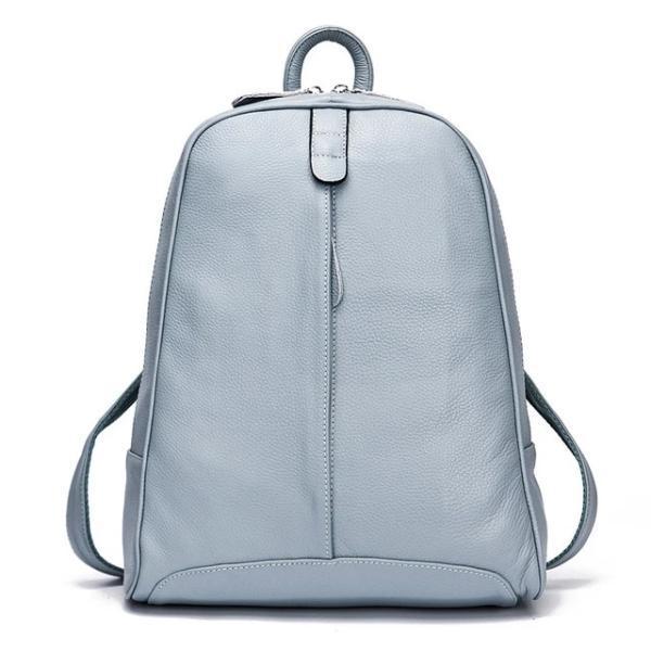 Light blue soft genuine leather backpack