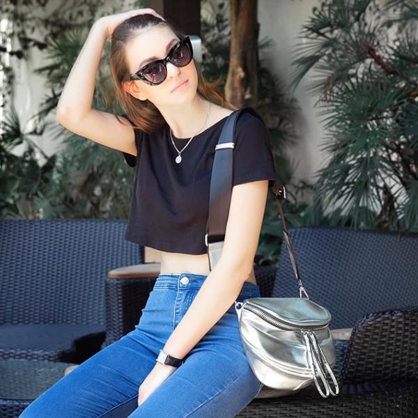 silver leather crossbody bag
