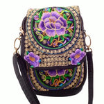 Purple flower ethnic small bag