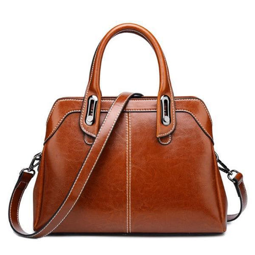Brown leather crossbody shoulder bag