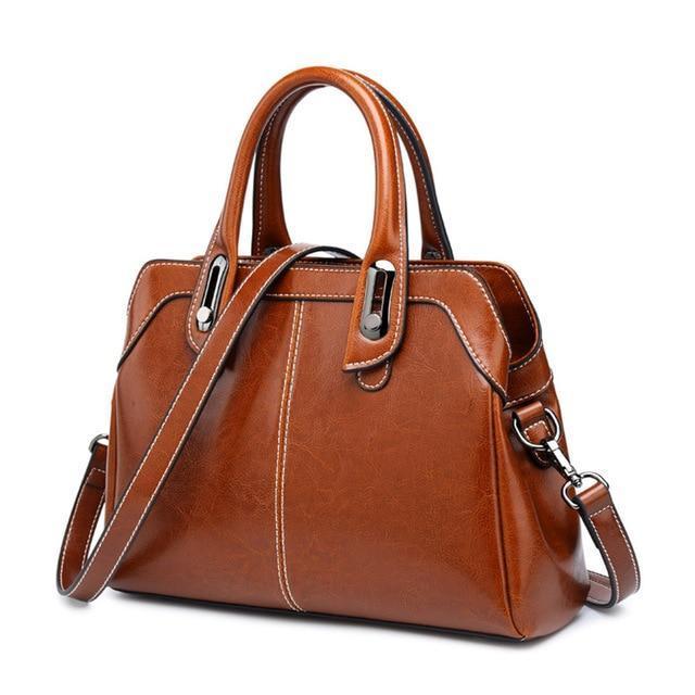 Brown leather shoulder bag