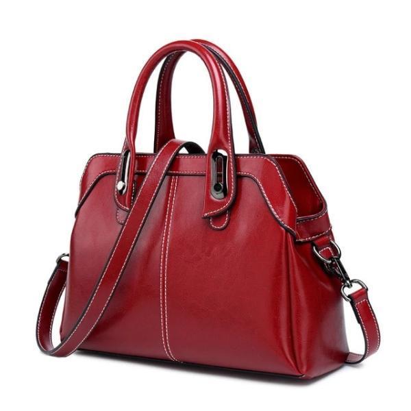 Red leather shoulder bag