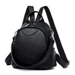 Black Small leather backpack purse with shoulder strap