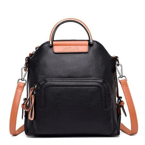 Black leather convertible backpack crossbody