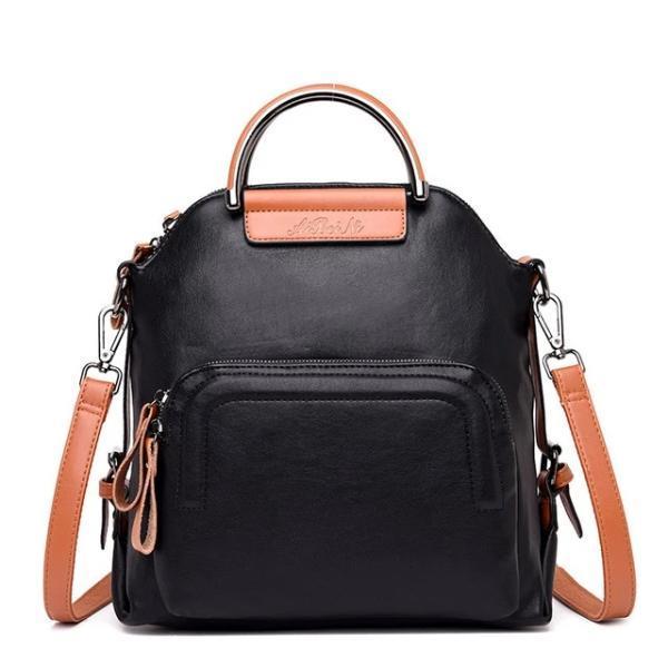 Black leather convertible backpack crossbody