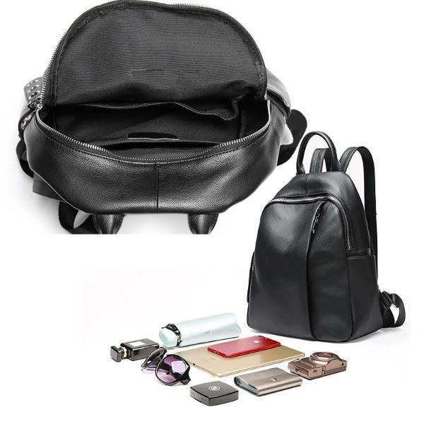 Black small leather backpack