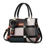 Plaid crossbody bag with black handles