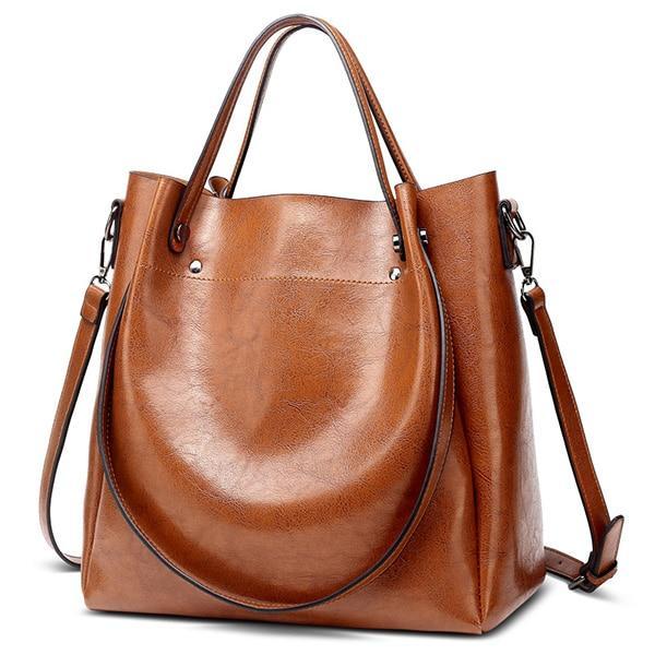 Brown vegan tote bags with crossbody strap