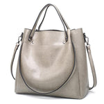 Gray vegan tote bags with crossbody strap