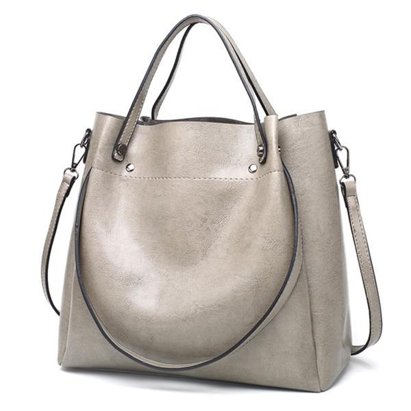 Gray vegan tote bags with crossbody strap