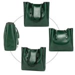 green faux leather tote bag