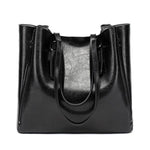 Black leather tote bags with zipper closure