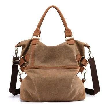 Brown canvas laptop messenger large bag women