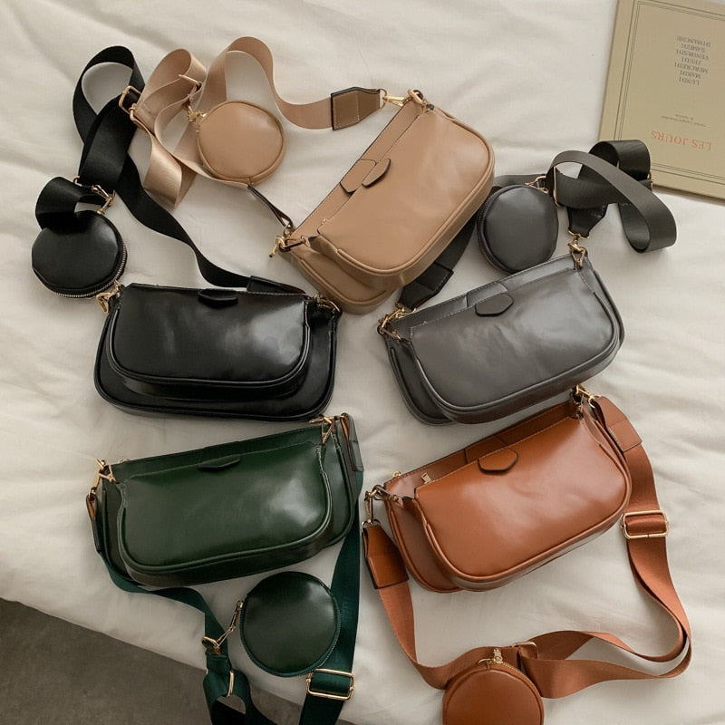 fashion three in one Handbags designer shoulder bags luxury pu leather messenger crossbody bag cusual small purse 3 bag set 2020