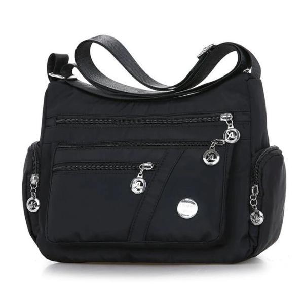 Black crossbody lightweight nylon shoulder bag