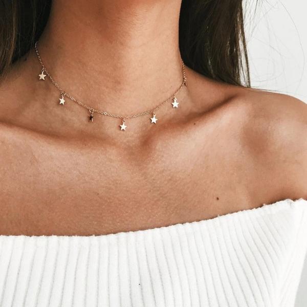 Gold Star choker necklace