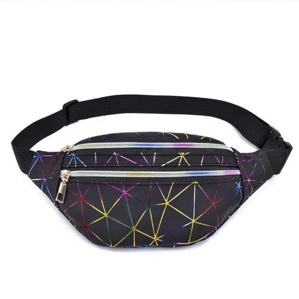 Cheap black holographic fanny pack