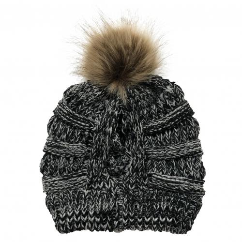 Pompon-Pferdeschwanz-Mütze, -35% + Versandkostenfrei