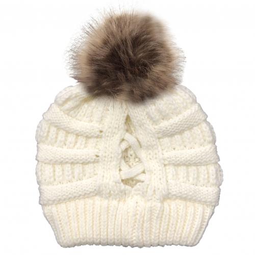 Pompon-Pferdeschwanz-Mütze, -35% + Versandkostenfrei