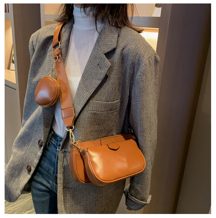 fashion three in one Handbags designer shoulder bags luxury pu leather messenger crossbody bag cusual small purse 3 bag set 2020