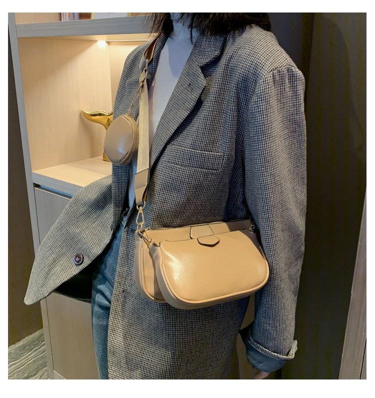 fashion three in one Handbags designer shoulder bags luxury pu leather messenger crossbody bag cusual small purse 3 bag set 2020
