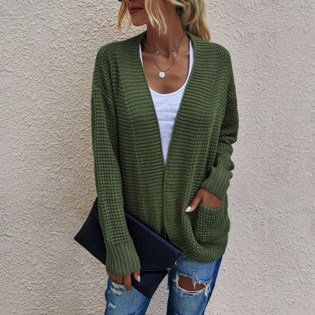Gestrickter Pullover mit langen Ärmeln, -70% + Kostenloser Versand
