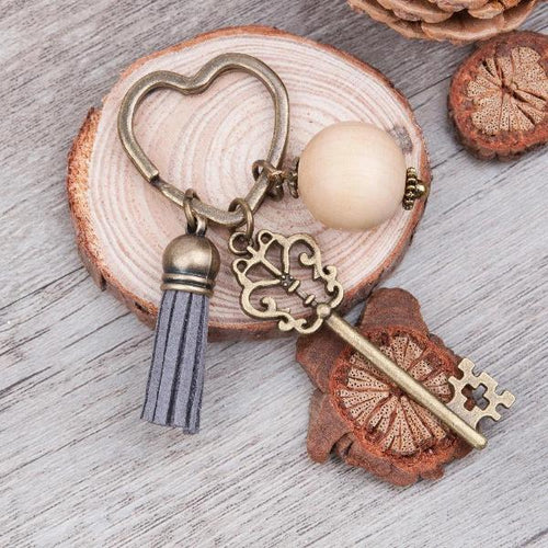 Antique hearth keychain bronze