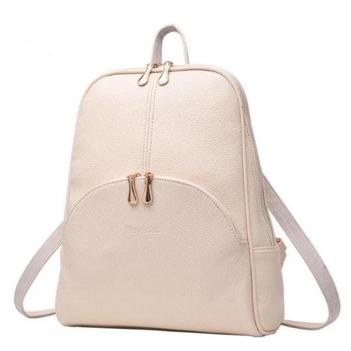 Beige small leather backpack 