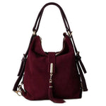 Dark purple suede shoulder bag