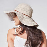 Beige women sun hat with leather band