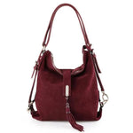 Burgundy suede shoulder bag