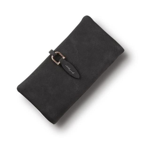 Black minimalist leather wallet for women