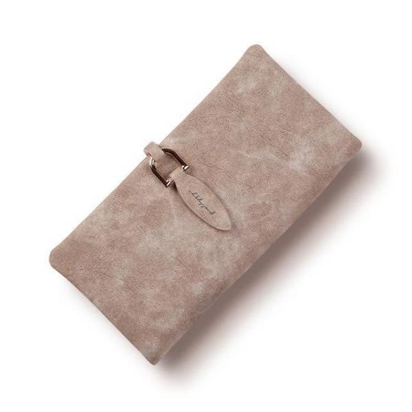 Brown minimalist leather wallet for women