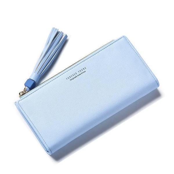 Light blue trifold wallet womens leather
