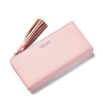 Pink trifold wallet womens leather