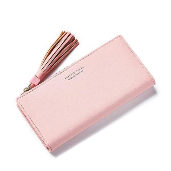Pink trifold wallet womens leather