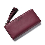 Burgundy trifold wallet womens leather