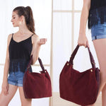 Suede hobo bag for women large size