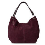Deep purple large suede hobo bag