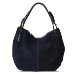 Deep blue large suede hobo bag