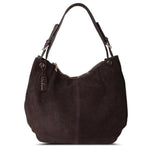Coffe large suede hobo bag