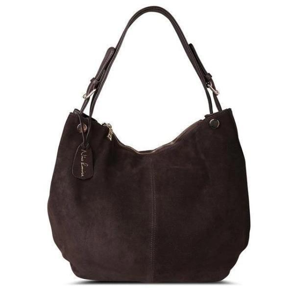 Coffe large suede hobo bag