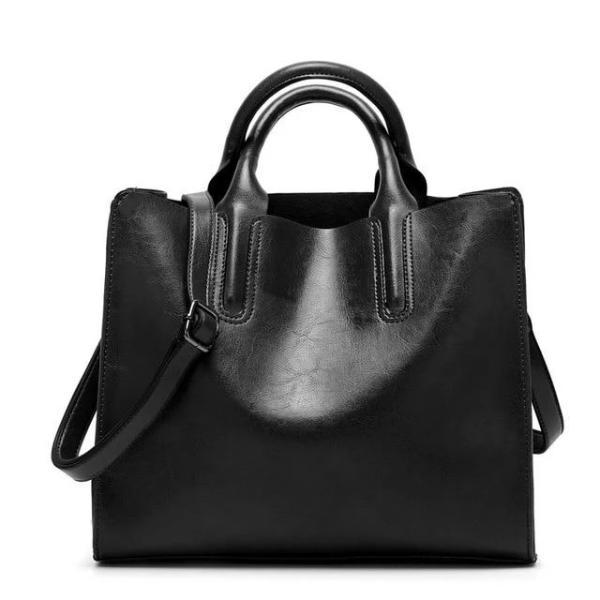 Black womens leather tote bag
