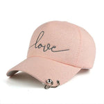 Pink women's fashion baseball caps with piercing