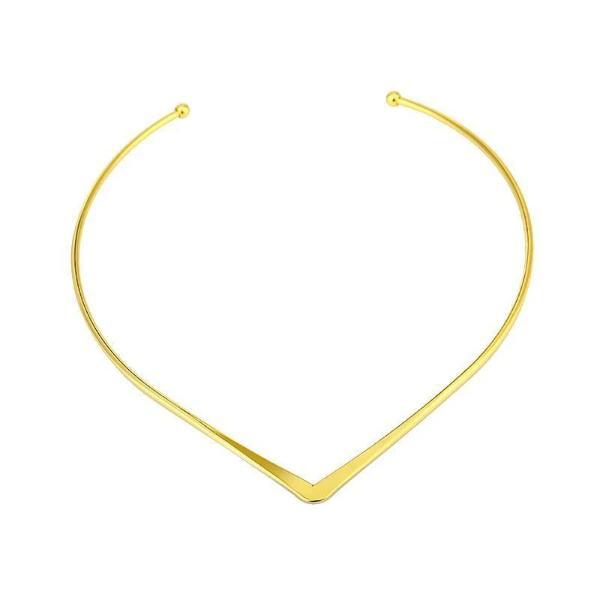 Gold v necklace choker for women